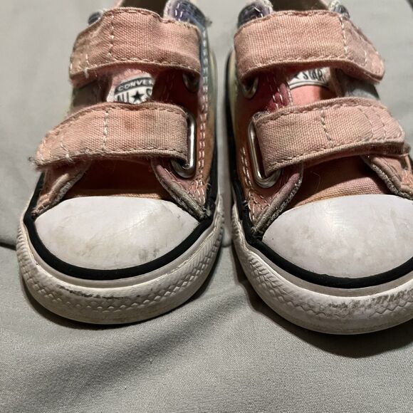 Converse All Star Toddler 5 Low Top Pink Tie Dye Canvas Sneaker Shoes Straps - Picture 6 of 9